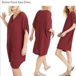 Madewell Button Front Easy Dress in Burgundy